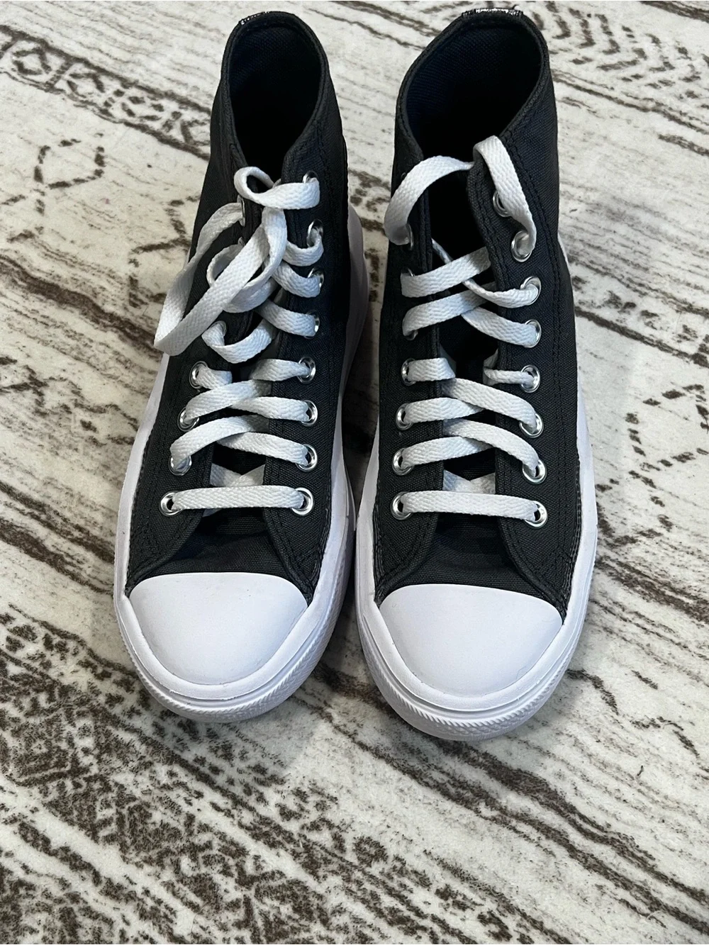 Converse Kids Black and White High-Top Platform Sneakers